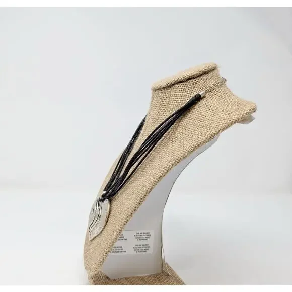 Silver Tone Layered Heart Necklace Earrings Set Multi-Strand Clip On Boho - Picture 11 of 13